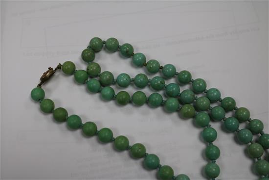 A collection of hardstone bead necklaces,